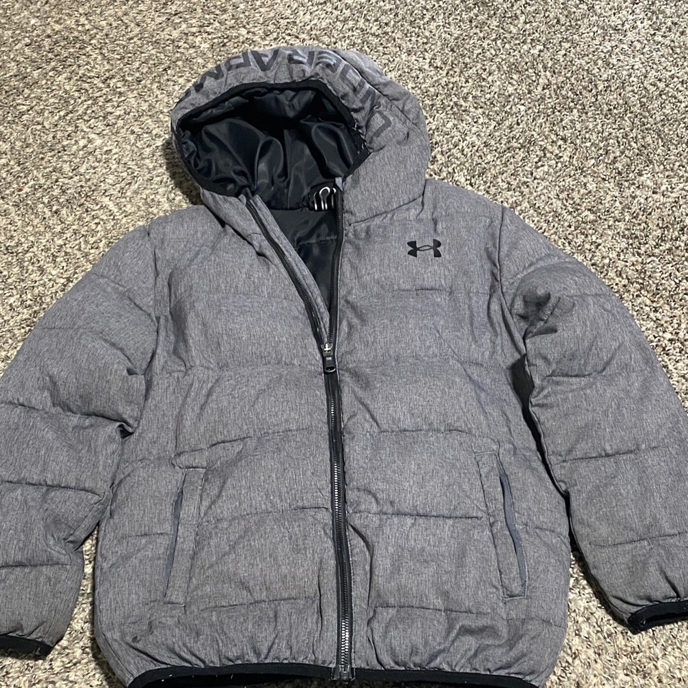 Under Armour Kids Gray Hooded Puffer Jacket